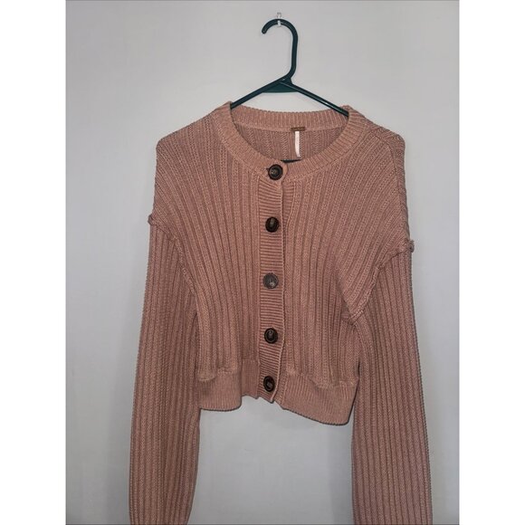 Free People All Yours Cardigan Sweater Mocha Brown Size M - Picture 1 of 6